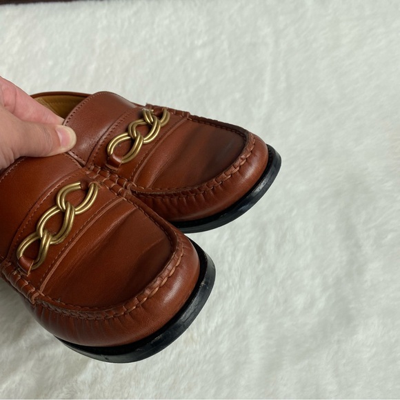 Sezane Vicky Soft Carmel Loafers with Gold Chain Detail | 36 - Picture 6 of 14